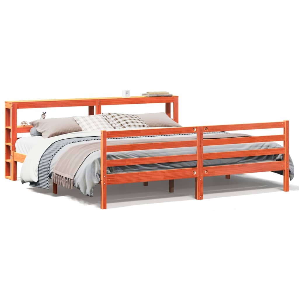 Letto senza Materasso Marrone Cera 200x200 cm in Legno di Pino | homemem39