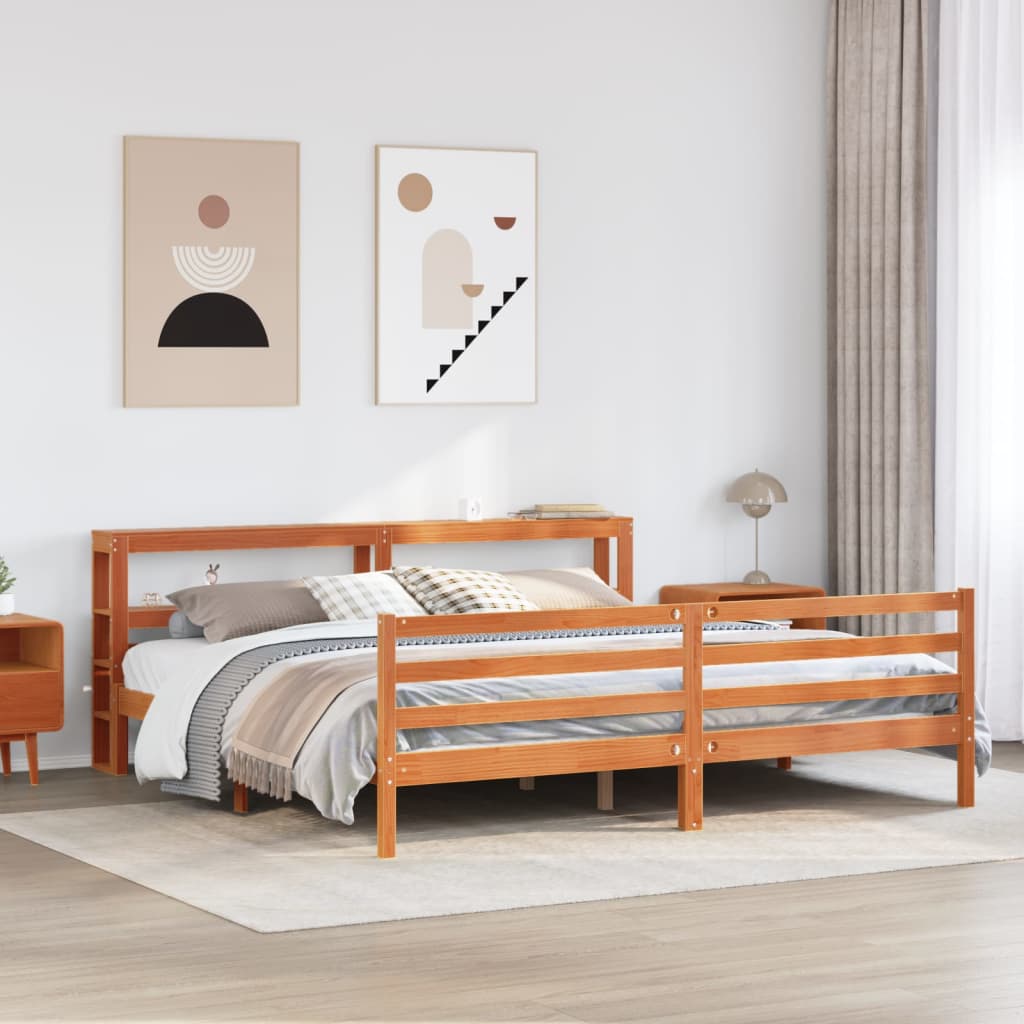 Letto senza Materasso Marrone Cera 200x200 cm in Legno di Pino | homemem39