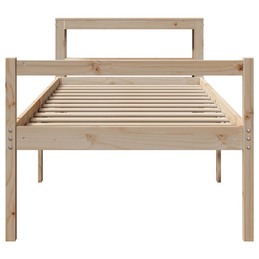Letto per Anziani con Testiera 75x190 cm Legno Massello di Pino | homemem39