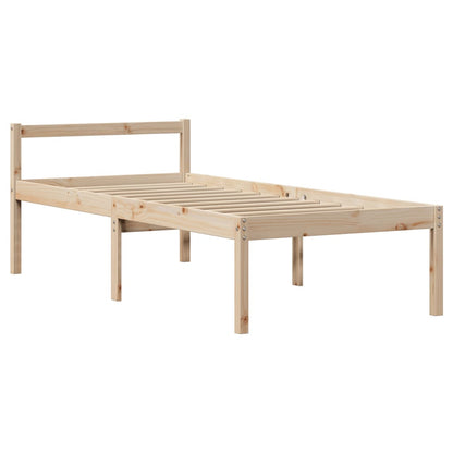 Letto per Anziani con Testiera 75x190 cm Legno Massello di Pino | homemem39