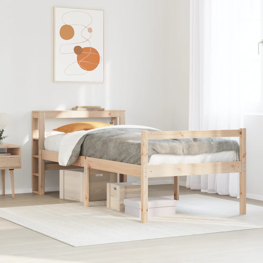 Letto per Anziani con Testiera 75x190 cm Legno Massello di Pino | homemem39