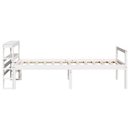 Letto Anziani con Testiera Bianco 75x190cm Legno Massello Pino