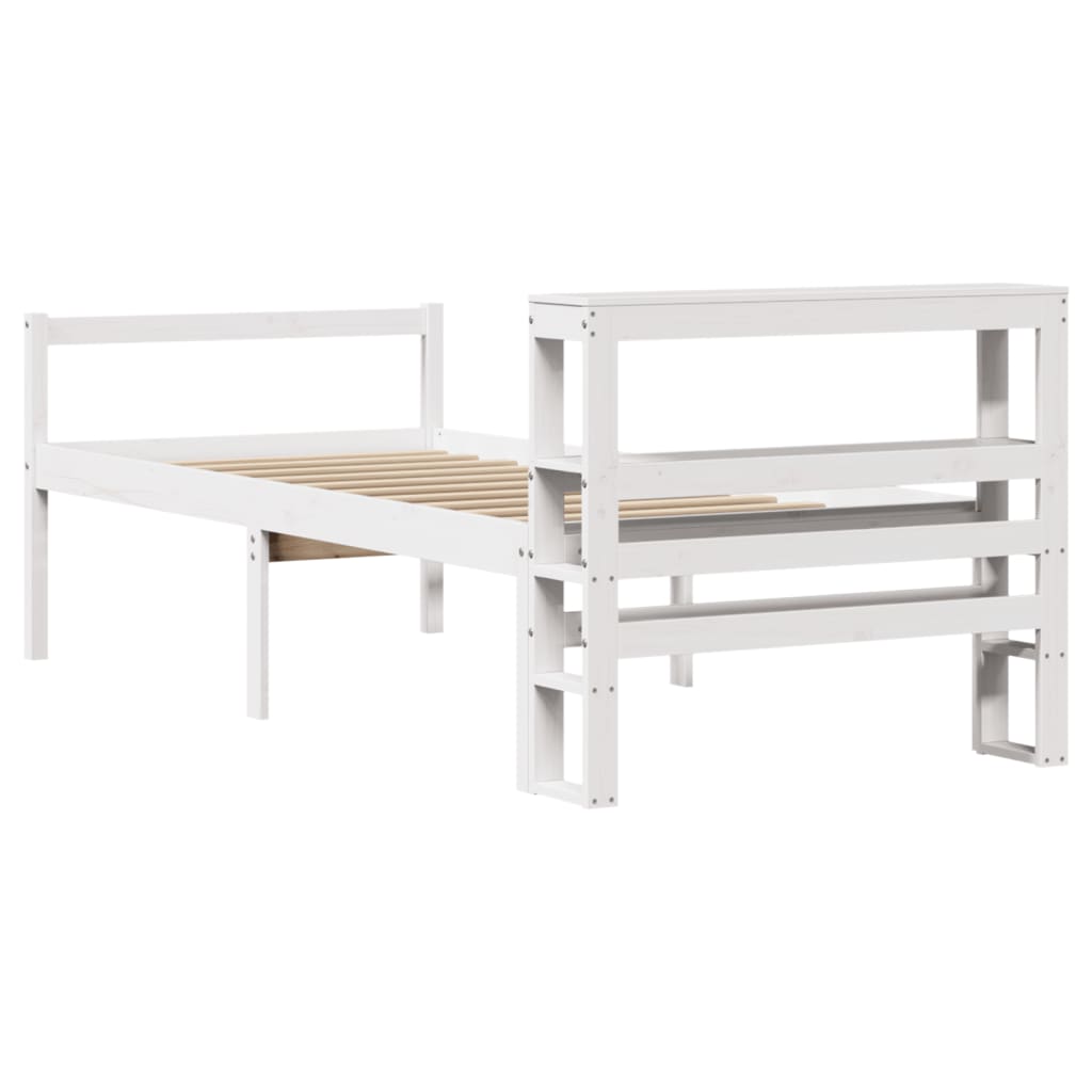 Letto Anziani con Testiera Bianco 75x190cm Legno Massello Pino