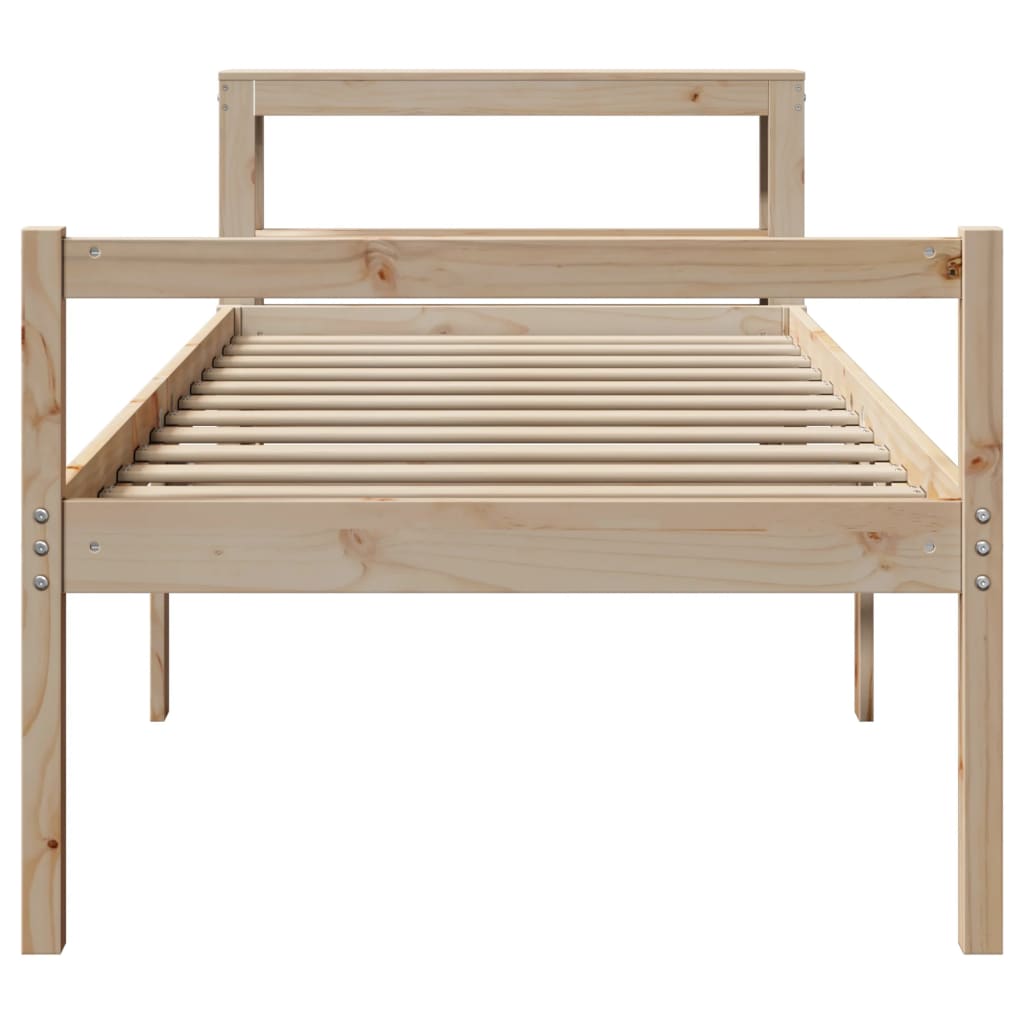 Letto per Anziani con Testiera 90x190 cm Legno Massello Pino | homemem39