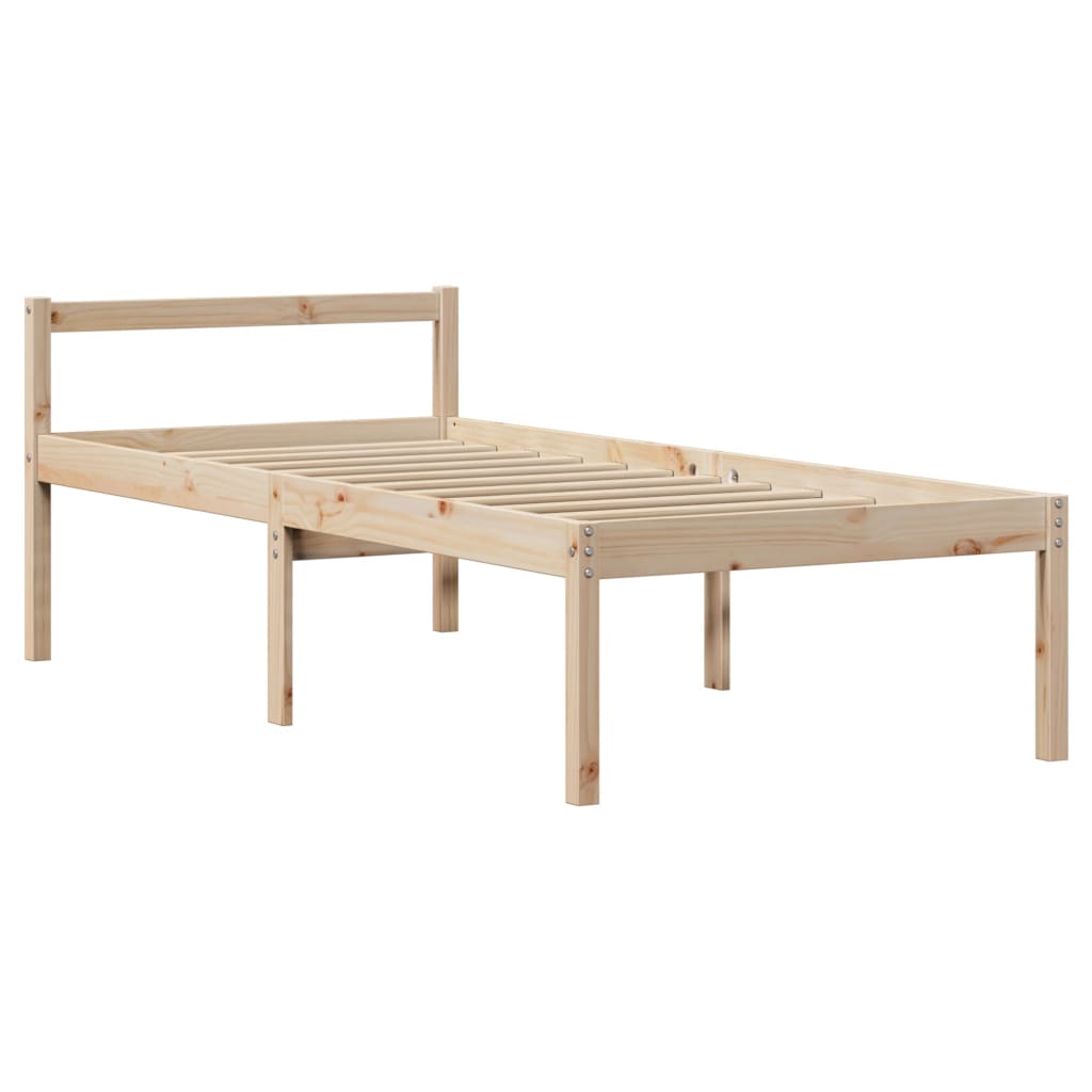 Letto per Anziani con Testiera 90x190 cm Legno Massello Pino | homemem39