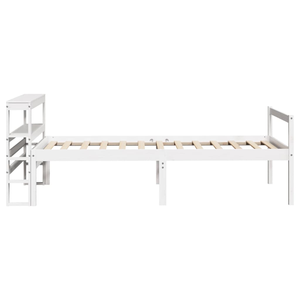 Letto Anziani con Testiera Bianco 90x190 cm Legno Massello Pino