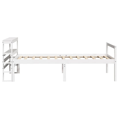 Letto Anziani con Testiera Bianco 90x190 cm Legno Massello Pino