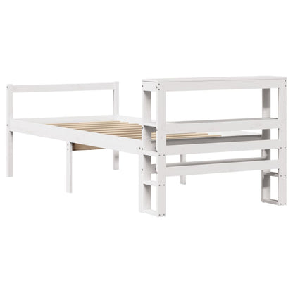 Letto Anziani con Testiera Bianco 90x190 cm Legno Massello Pino