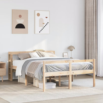 Letto per Anziani con Testiera 120x190 cm Legno Massello Pino