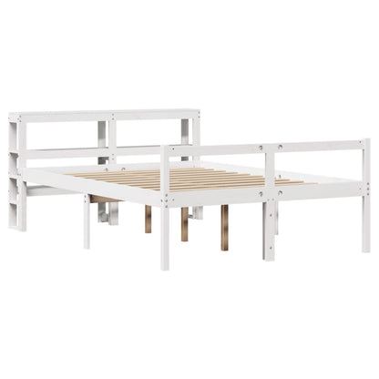 Letto Anziani con Testiera Bianco 120x190cm Legno Massello Pino