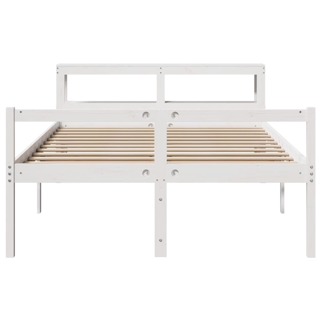 Letto Anziani con Testiera Bianco 120x190cm Legno Massello Pino | homemem39