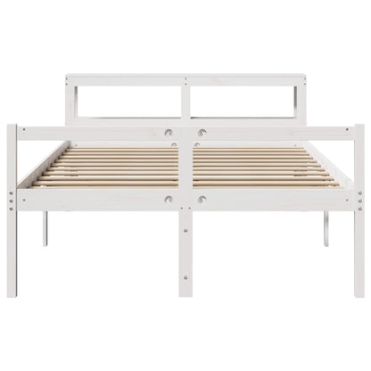 Letto Anziani con Testiera Bianco 120x190cm Legno Massello Pino | homemem39