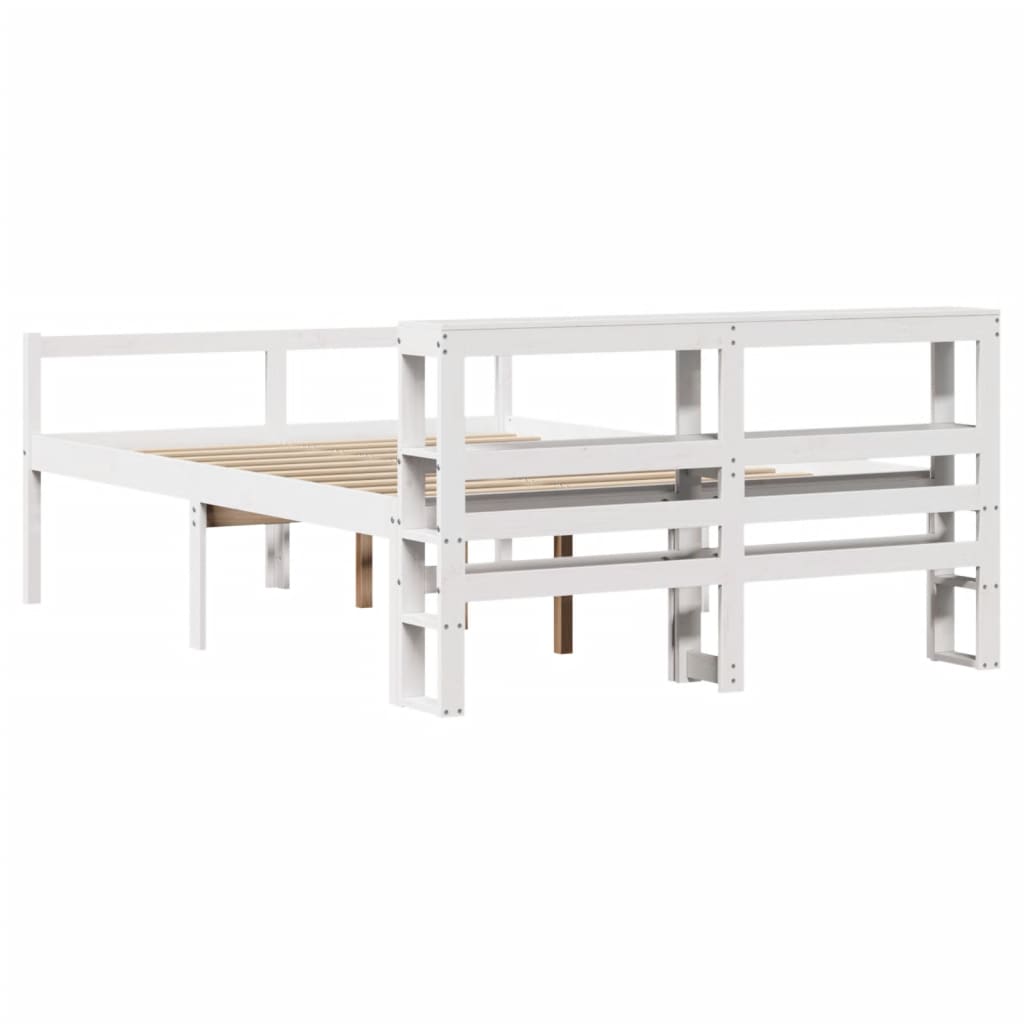 Letto Anziani con Testiera Bianco 120x190cm Legno Massello Pino