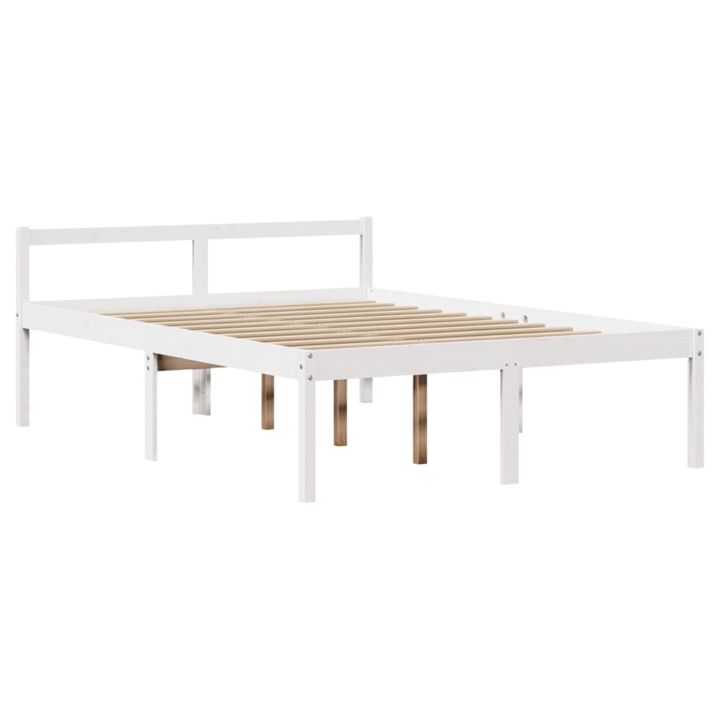 Letto Anziani con Testiera Bianco 120x190cm Legno Massello Pino