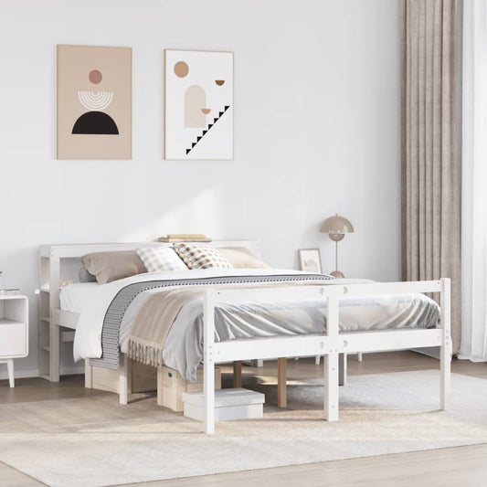 Letto Anziani con Testiera Bianco 120x190cm Legno Massello Pino - homemem39