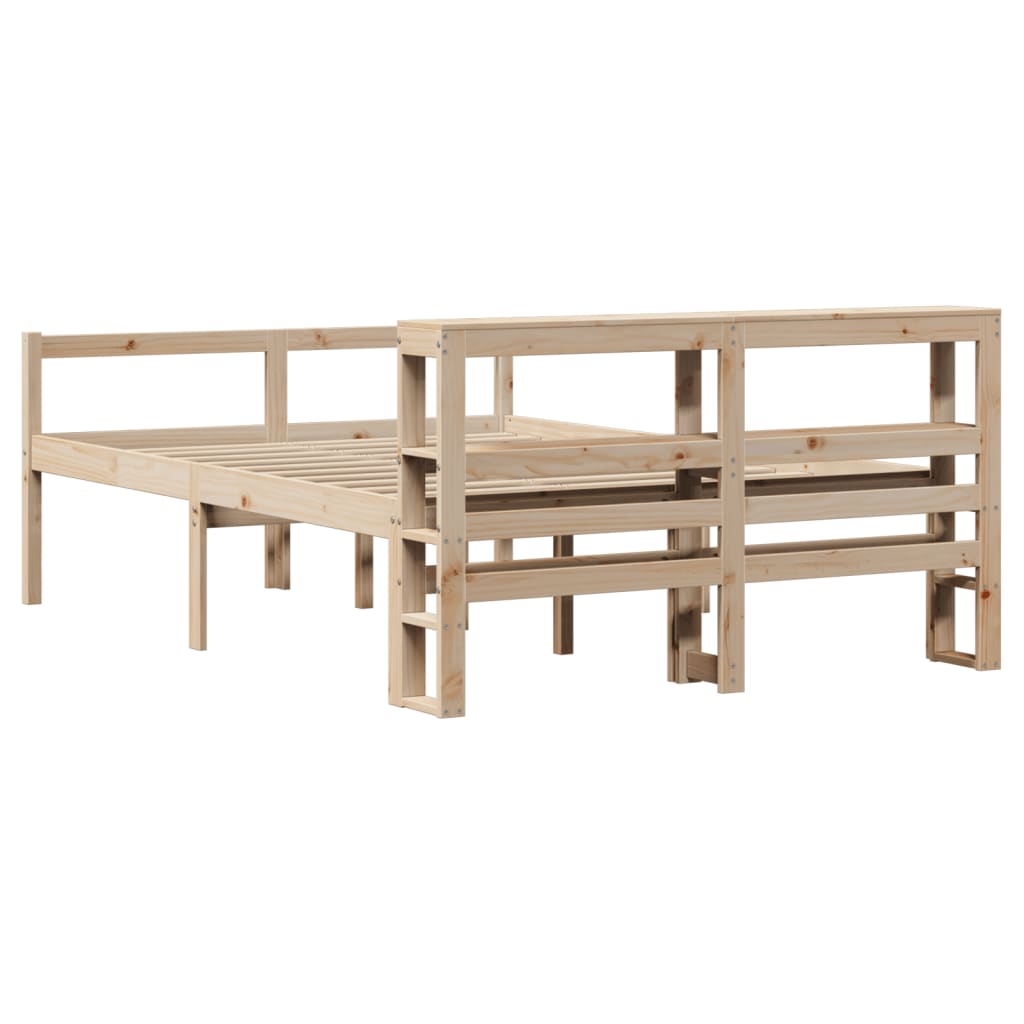 Letto per Anziani con Testiera 140x190 cm Legno Massello Pino