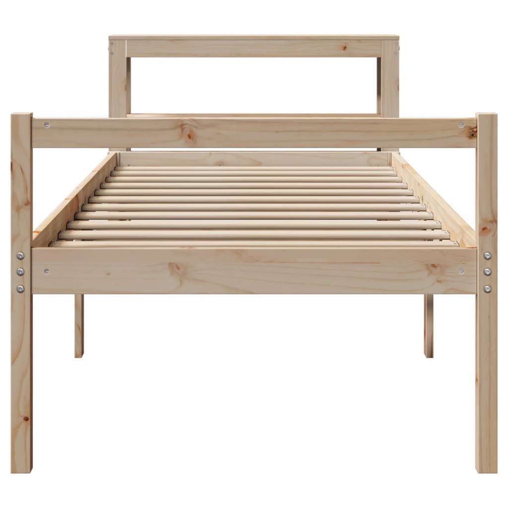 Letto per Anziani con Testiera 90x200 cm Legno Massello Pino | homemem39