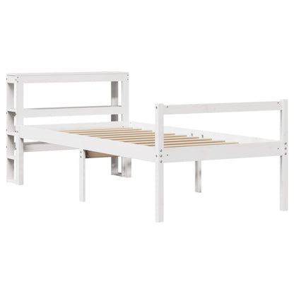 Letto Anziani con Testiera Bianco 90x200cm Legno Massello Pino