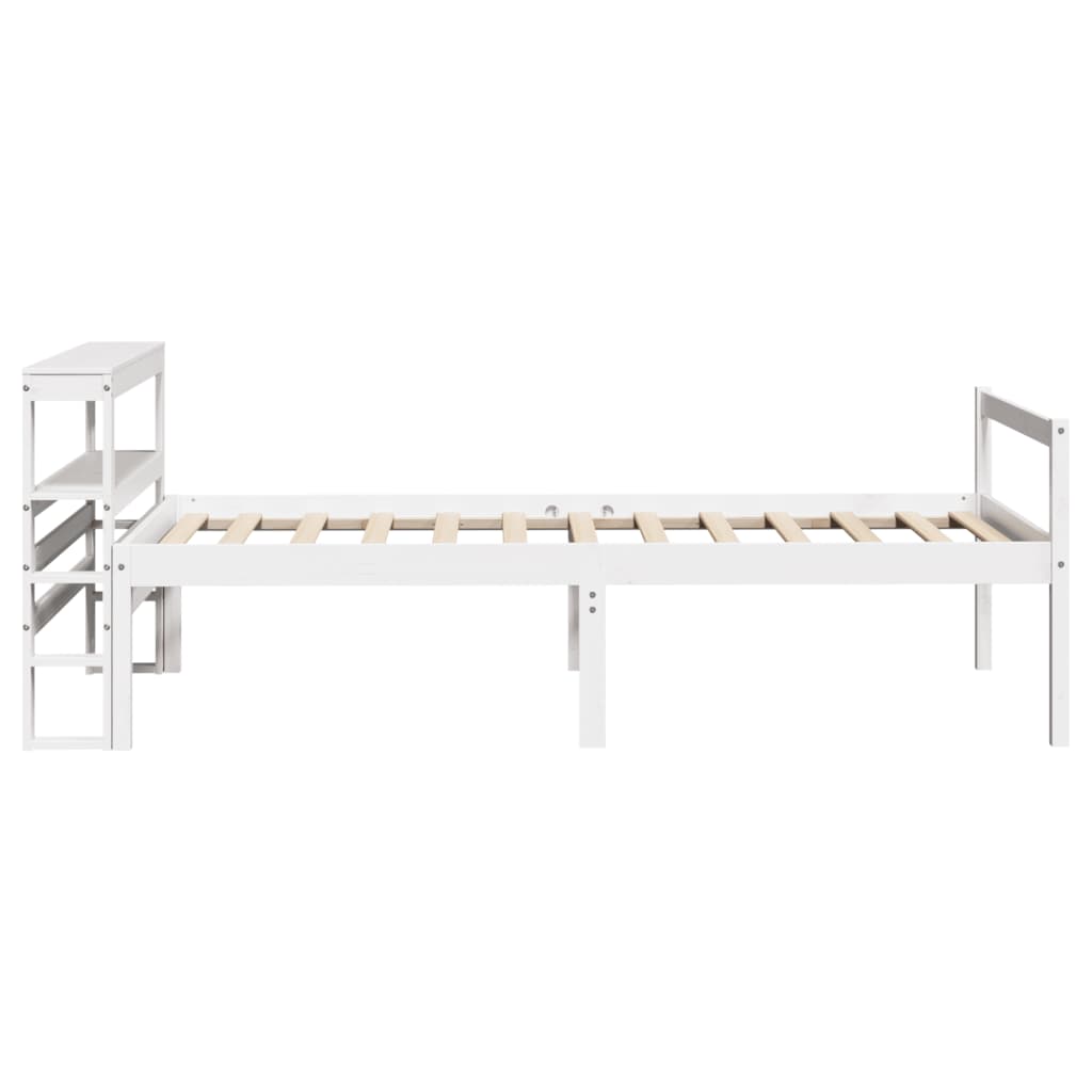 Letto Anziani con Testiera Bianco 90x200cm Legno Massello Pino
