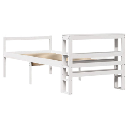 Letto Anziani con Testiera Bianco 90x200cm Legno Massello Pino