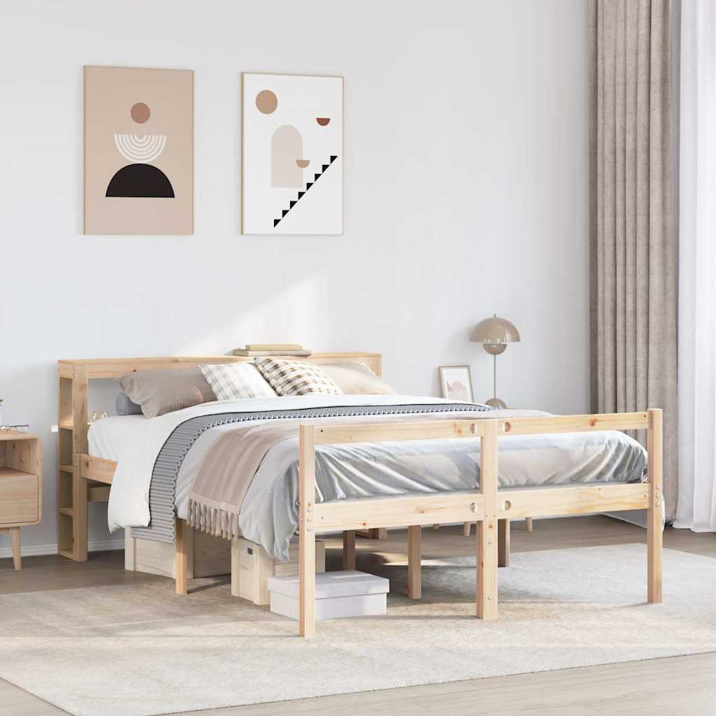 Letto per Anziani con Testiera 120x200 cm Legno Massello Pino | homemem39
