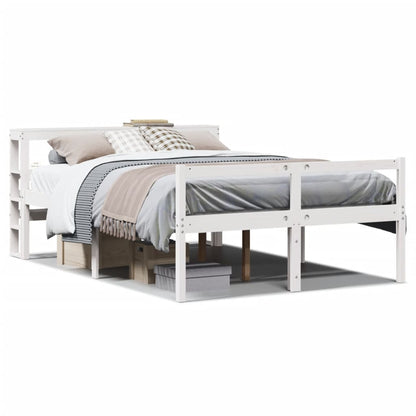 Letto Anziani con Testiera Bianco 150x200cm Legno Massello Pino - homemem39