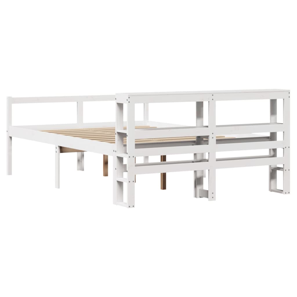 Letto Anziani con Testiera Bianco 160x200cm Legno Massello Pino