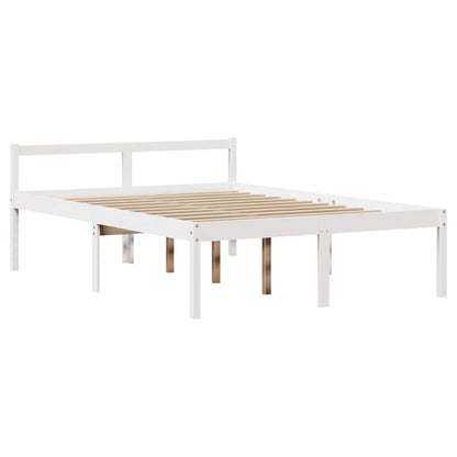 Letto Anziani con Testiera Bianco 160x200cm Legno Massello Pino