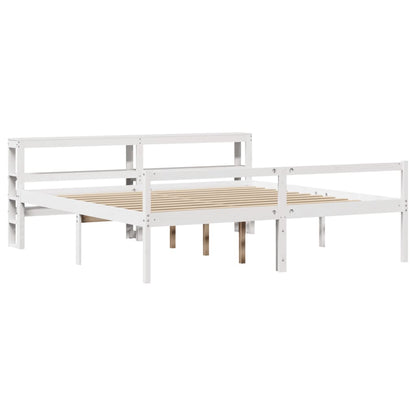 Letto Anziani con Testiera Bianco 200x200cm Legno Massello Pino