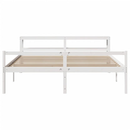 Letto Anziani con Testiera Bianco 200x200cm Legno Massello Pino | homemem39