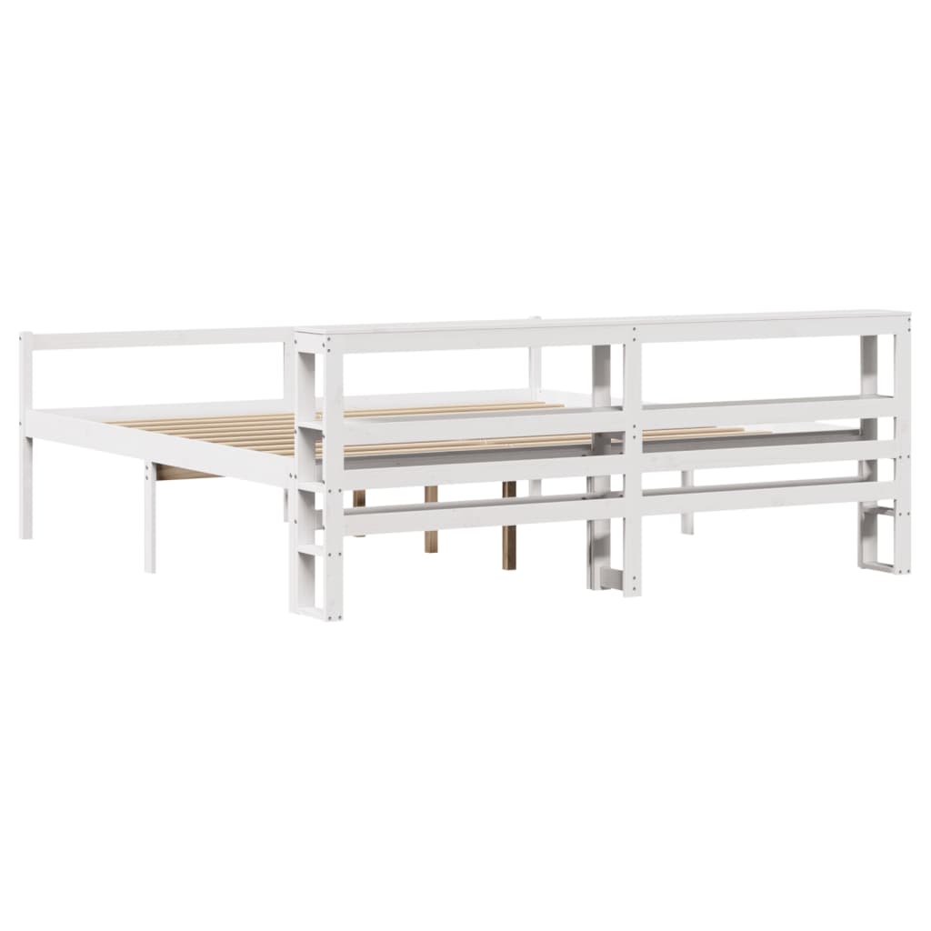 Letto Anziani con Testiera Bianco 200x200cm Legno Massello Pino