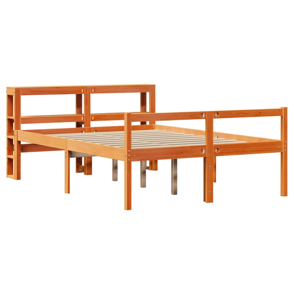 Giroletto con Testiera Marrone Cera 120x190 cm Massello Pino | homemem39
