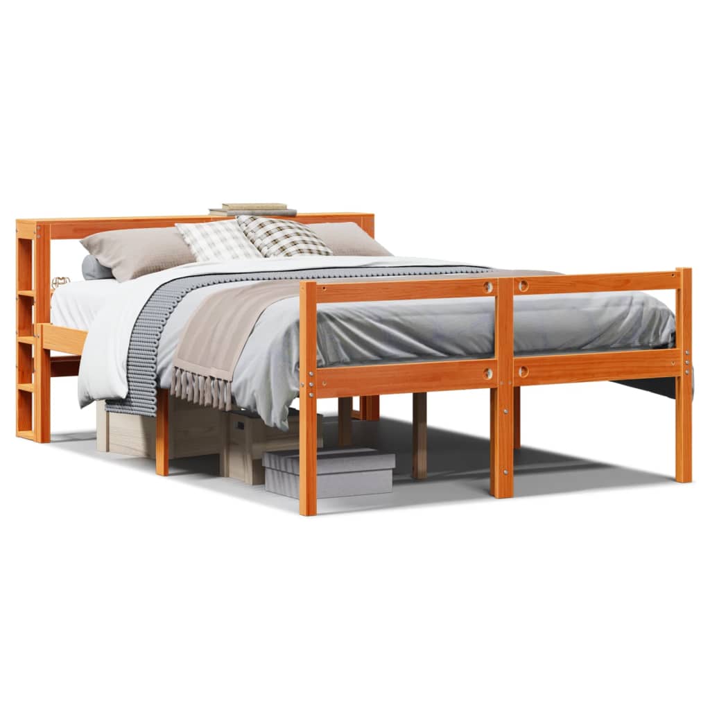 Giroletto con Testiera Marrone Cera 135x190 cm Massello Pino | homemem39