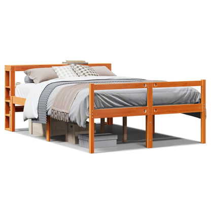 Giroletto con Testiera Marrone Cera 135x190 cm Massello Pino | homemem39