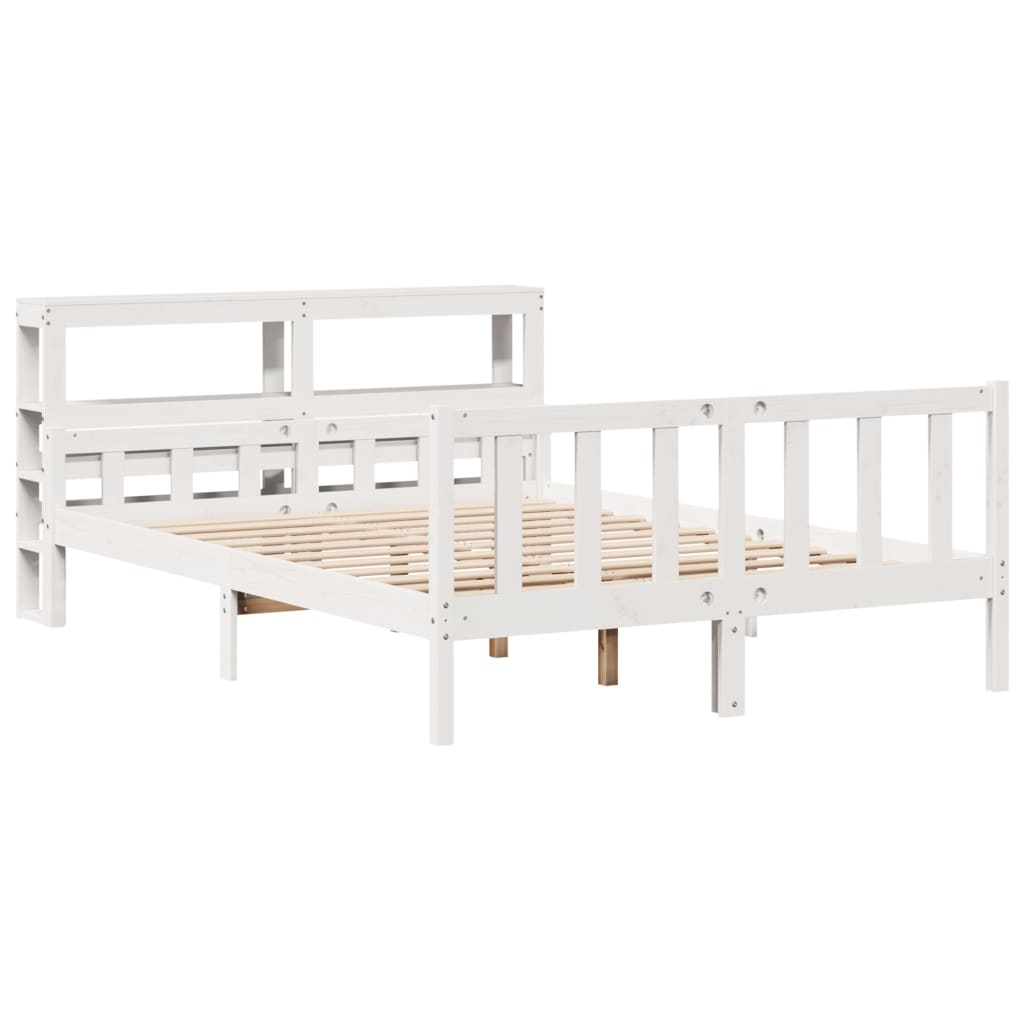 Letto senza Materasso Bianco 150x200 cm Legno Massello di Pino - homemem39