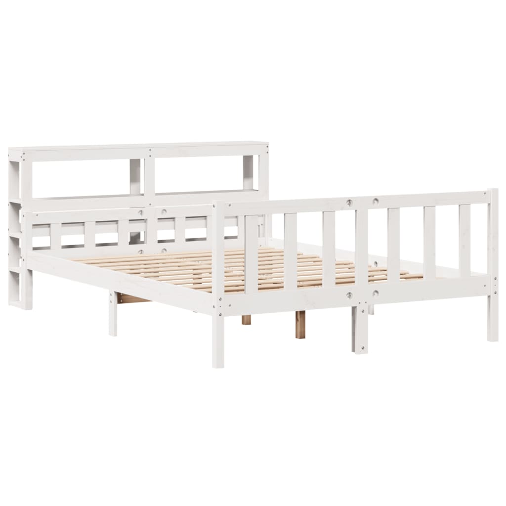 Letto senza Materasso Bianco 160x200 cm Legno Massello di Pino - homemem39