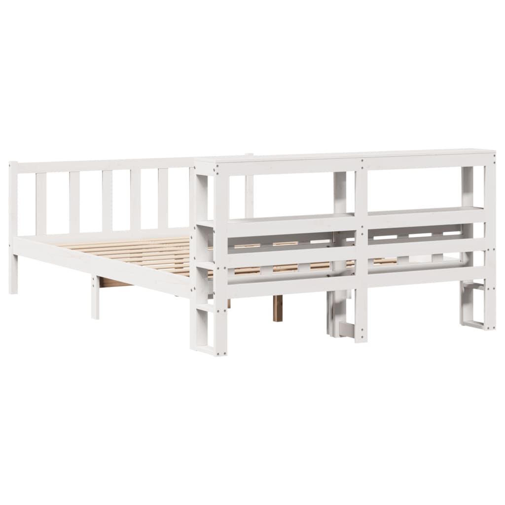 Letto senza Materasso Bianco 160x200 cm Legno Massello di Pino - homemem39