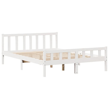 Letto senza Materasso Bianco 160x200 cm Legno Massello di Pino - homemem39