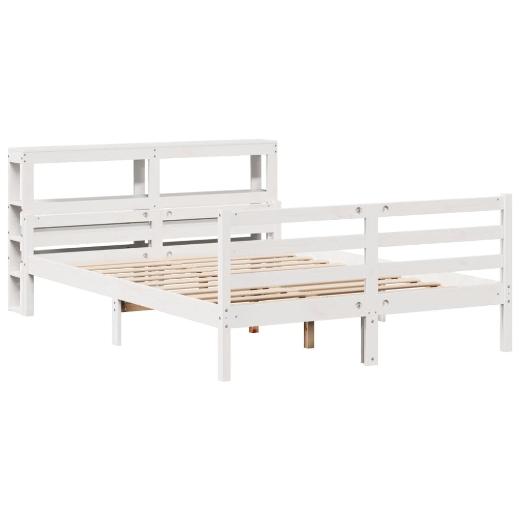 Giroletto con Testiera Bianco 135x190 cm Legno Massello di Pino - homemem39
