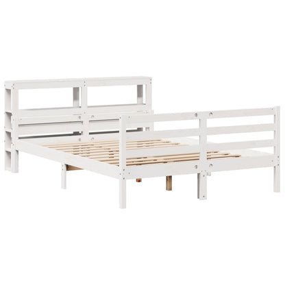 Giroletto con Testiera Bianco 135x190 cm Legno Massello di Pino - homemem39