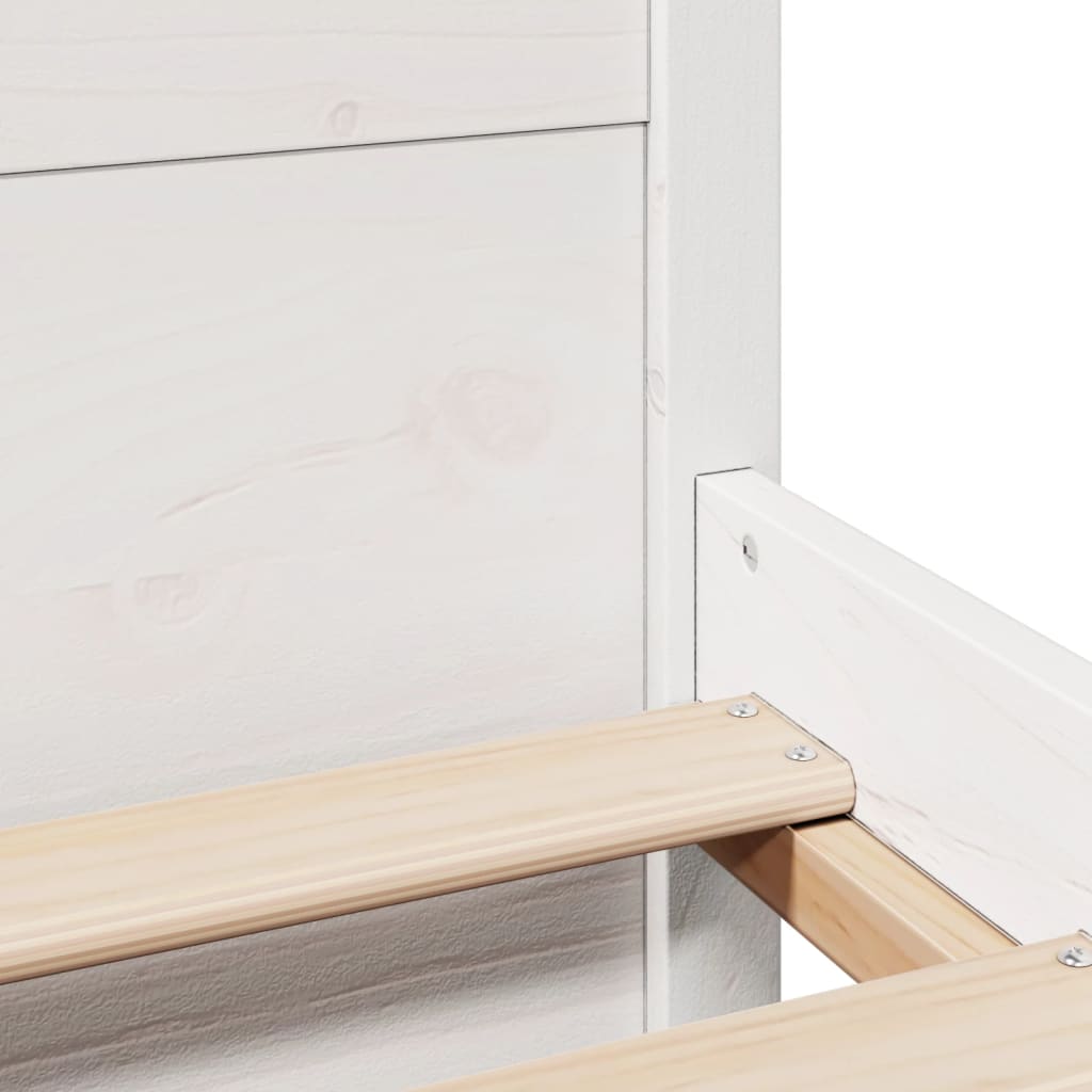 Giroletto con Testiera Bianco 150x200 cm Legno Massello di Pino - homemem39