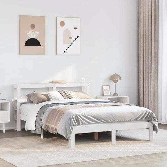 Giroletto con Testiera Bianco 120x190 cm Legno Massello di Pino | homemem39