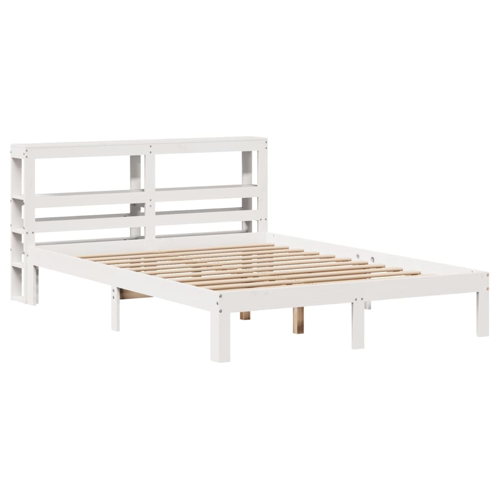 Giroletto con Testiera Bianco 135x190 cm Legno Massello di Pino - homemem39