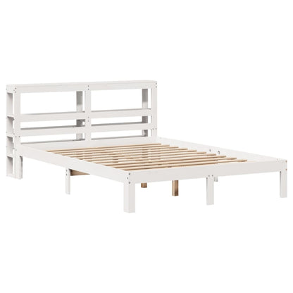 Giroletto con Testiera Bianco 135x190 cm Legno Massello di Pino - homemem39