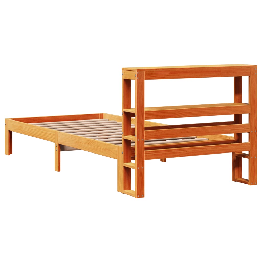 Letto senza Materasso Marrone Cera 75x190 cm in Legno di Pino | homemem39