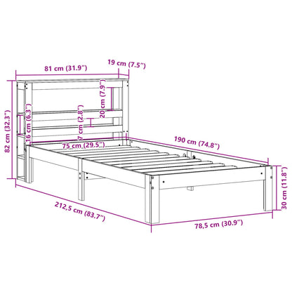Letto senza Materasso Marrone Cera 75x190 cm in Legno di Pino | homemem39