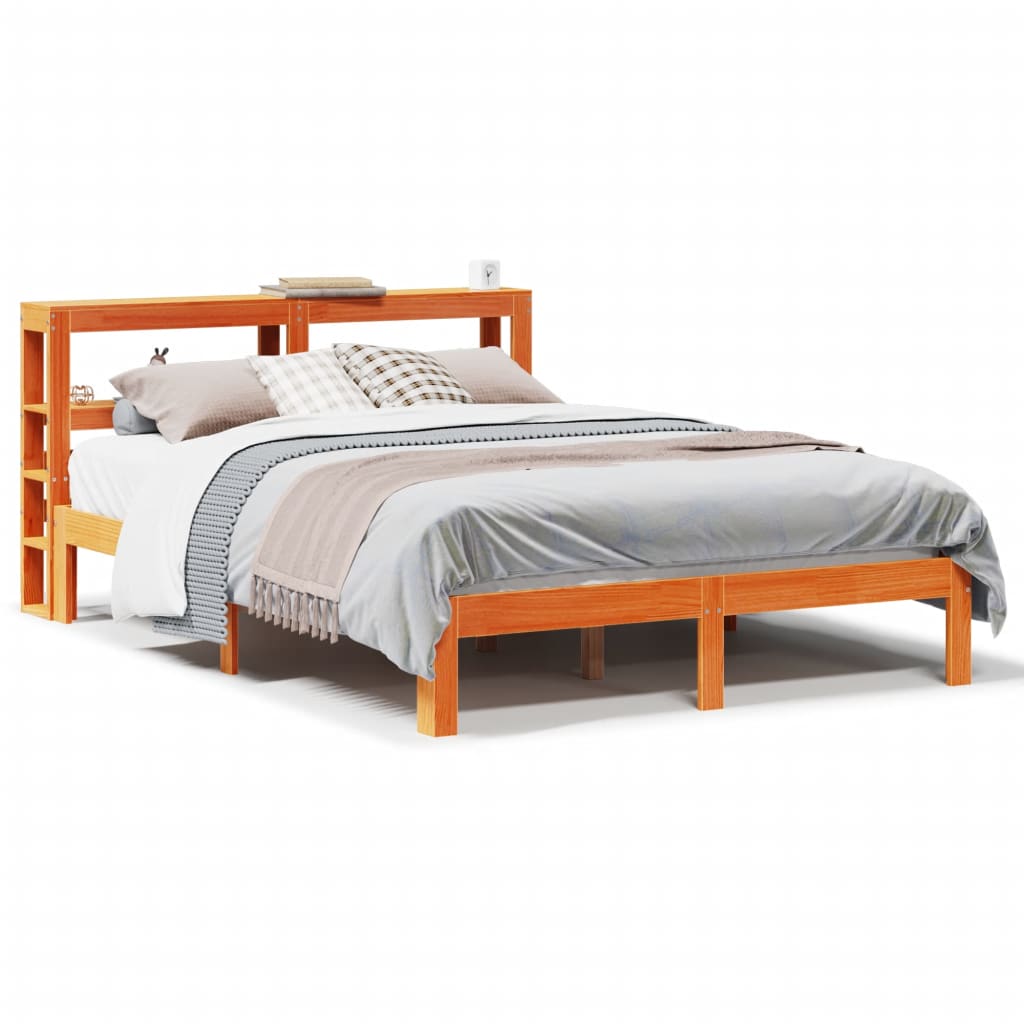 Letto senza Materasso Marrone Cera 140x190 cm in Legno di Pino - homemem39