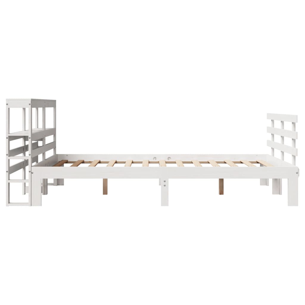 Giroletto con Testiera Bianco 135x190 cm Legno Massello di Pino - homemem39