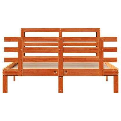 Giroletto con Testiera Marrone Cera 120x190 cm Massello Pino - homemem39