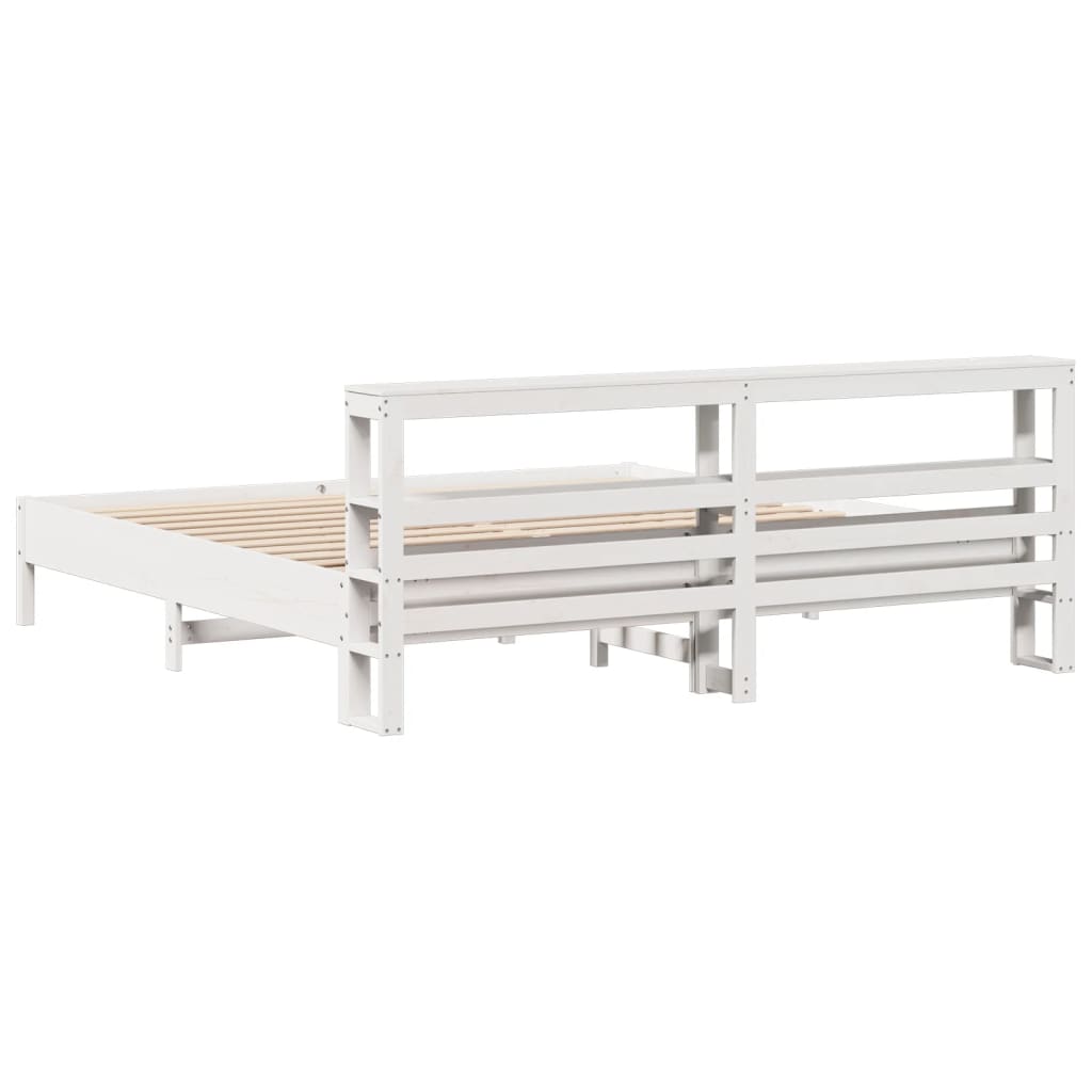 Giroletto senza Materasso Bianco 200x200 cm Legno Massello Pino | homemem39